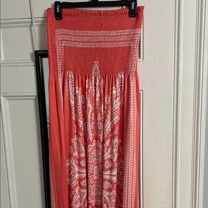 VENUS Coral Paisley Strapless dress